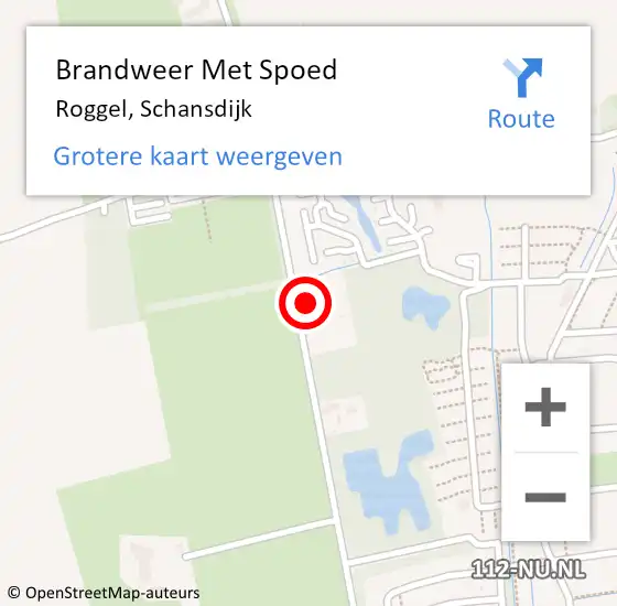 Locatie op kaart van de 112 melding: Brandweer Met Spoed Naar Roggel, Schansdijk op 14 december 2023 08:37