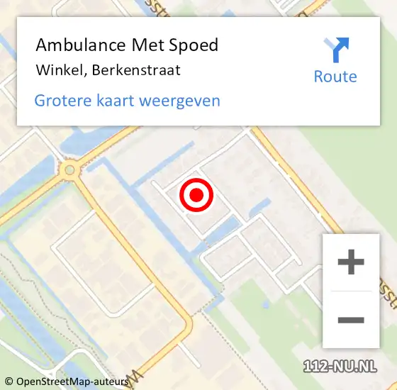 Locatie op kaart van de 112 melding: Ambulance Met Spoed Naar Winkel, Berkenstraat op 18 september 2014 13:26