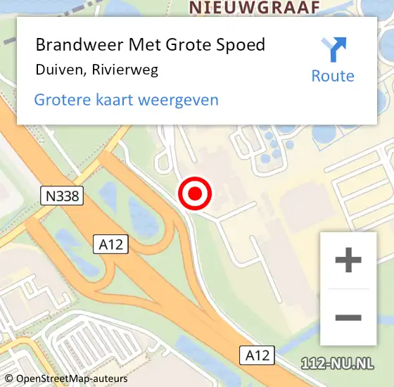 Locatie op kaart van de 112 melding: Brandweer Met Grote Spoed Naar Duiven, Rivierweg op 14 december 2023 08:42