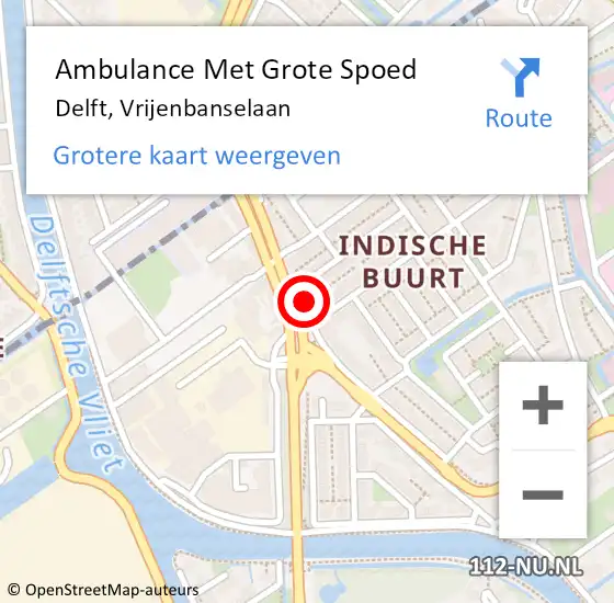 Locatie op kaart van de 112 melding: Ambulance Met Grote Spoed Naar Delft, Vrijenbanselaan op 14 december 2023 09:07