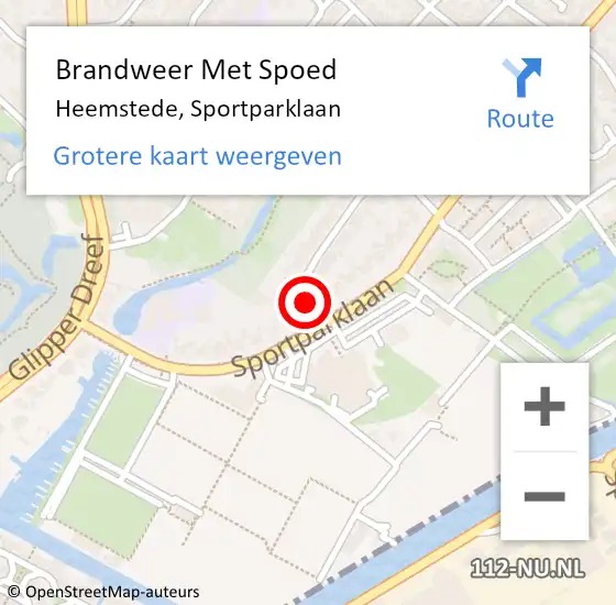 Locatie op kaart van de 112 melding: Brandweer Met Spoed Naar Heemstede, Sportparklaan op 14 december 2023 09:11