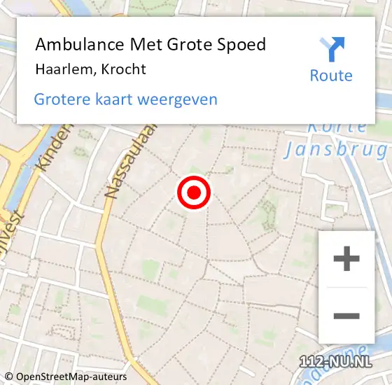 Locatie op kaart van de 112 melding: Ambulance Met Grote Spoed Naar Haarlem, Krocht op 14 december 2023 09:15