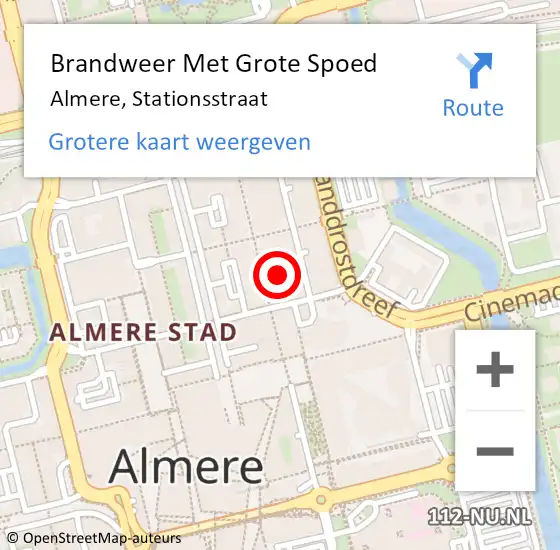 Locatie op kaart van de 112 melding: Brandweer Met Grote Spoed Naar Almere, Stationsstraat op 14 december 2023 09:24