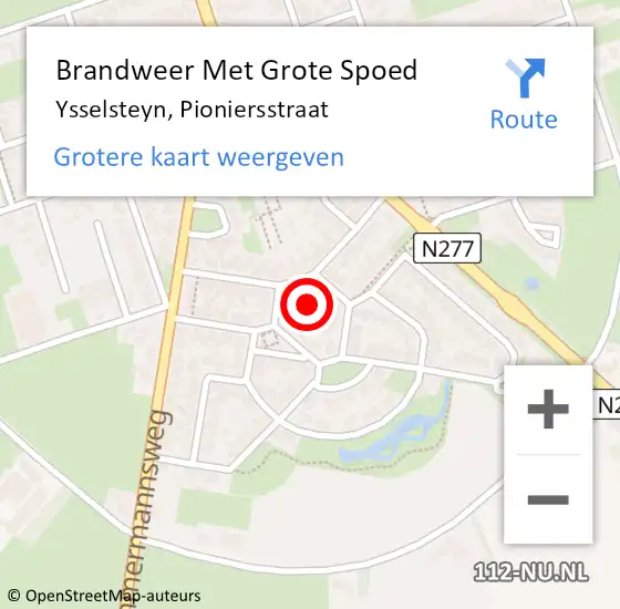 Locatie op kaart van de 112 melding: Brandweer Met Grote Spoed Naar Ysselsteyn, Pioniersstraat op 14 december 2023 09:41