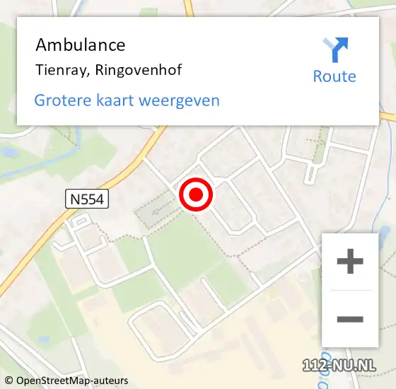 Locatie op kaart van de 112 melding: Ambulance Tienray, Ringovenhof op 18 september 2014 13:30