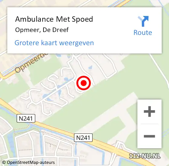 Locatie op kaart van de 112 melding: Ambulance Met Spoed Naar Opmeer, De Dreef op 14 december 2023 09:49