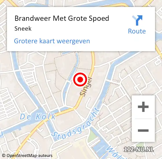 Locatie op kaart van de 112 melding: Brandweer Met Grote Spoed Naar Sneek op 14 december 2023 10:32