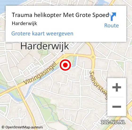 Locatie op kaart van de 112 melding: Trauma helikopter Met Grote Spoed Naar Harderwijk op 14 december 2023 10:51