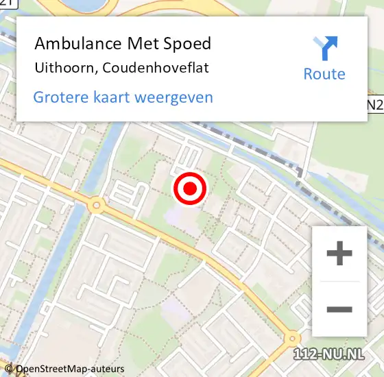 Locatie op kaart van de 112 melding: Ambulance Met Spoed Naar Uithoorn, Coudenhoveflat op 14 december 2023 10:54