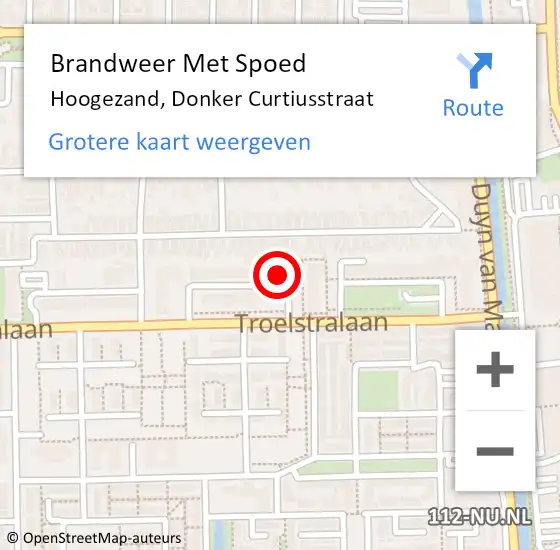 Locatie op kaart van de 112 melding: Brandweer Met Spoed Naar Hoogezand, Donker Curtiusstraat op 14 december 2023 11:03