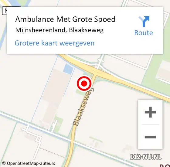 Locatie op kaart van de 112 melding: Ambulance Met Grote Spoed Naar Mijnsheerenland, Blaakseweg op 14 december 2023 11:31