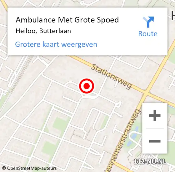 Locatie op kaart van de 112 melding: Ambulance Met Grote Spoed Naar Heiloo, Butterlaan op 14 december 2023 11:47