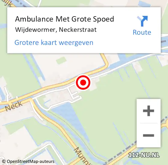 Locatie op kaart van de 112 melding: Ambulance Met Grote Spoed Naar Wijdewormer, Neckerstraat op 14 december 2023 11:58