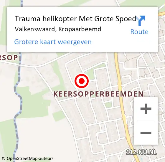 Locatie op kaart van de 112 melding: Trauma helikopter Met Grote Spoed Naar Valkenswaard, Kropaarbeemd op 14 december 2023 12:13