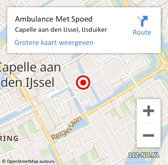 Locatie op kaart van de 112 melding: Ambulance Met Spoed Naar Capelle aan den IJssel, IJsduiker op 14 december 2023 12:20