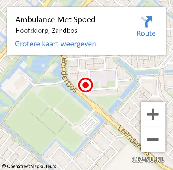 Locatie op kaart van de 112 melding: Ambulance Met Spoed Naar Hoofddorp, Zandbos op 14 december 2023 12:26