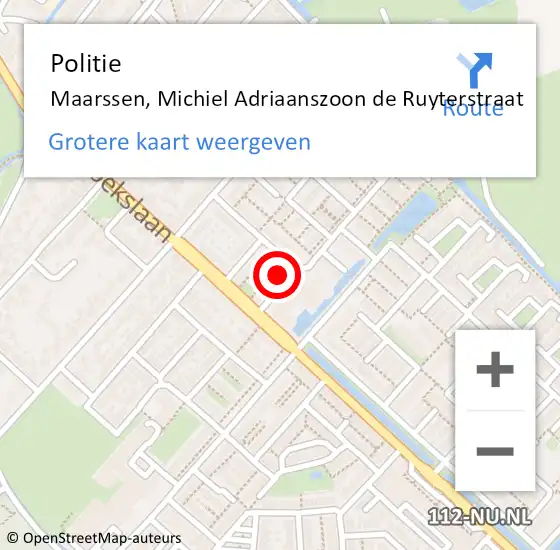 Locatie op kaart van de 112 melding: Politie Maarssen, Michiel Adriaanszoon de Ruyterstraat op 14 december 2023 12:45