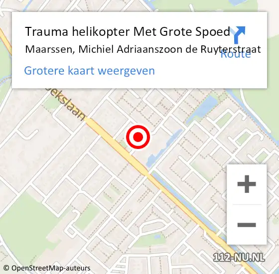 Locatie op kaart van de 112 melding: Trauma helikopter Met Grote Spoed Naar Maarssen, Michiel Adriaanszoon de Ruyterstraat op 14 december 2023 12:47