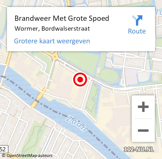 Locatie op kaart van de 112 melding: Brandweer Met Grote Spoed Naar Wormer, Bordwalserstraat op 14 december 2023 13:23