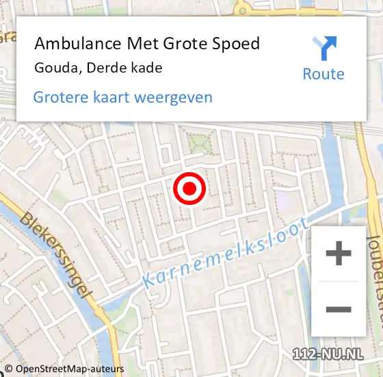 Locatie op kaart van de 112 melding: Ambulance Met Grote Spoed Naar Gouda, Derde kade op 14 december 2023 13:45