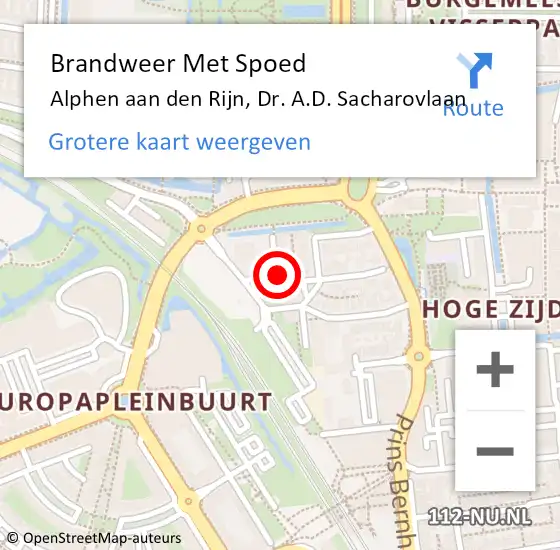 Locatie op kaart van de 112 melding: Brandweer Met Spoed Naar Alphen aan den Rijn, Dr. A.D. Sacharovlaan op 14 december 2023 14:15