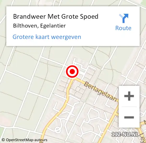 Locatie op kaart van de 112 melding: Brandweer Met Grote Spoed Naar Bilthoven, Egelantier op 14 december 2023 14:15