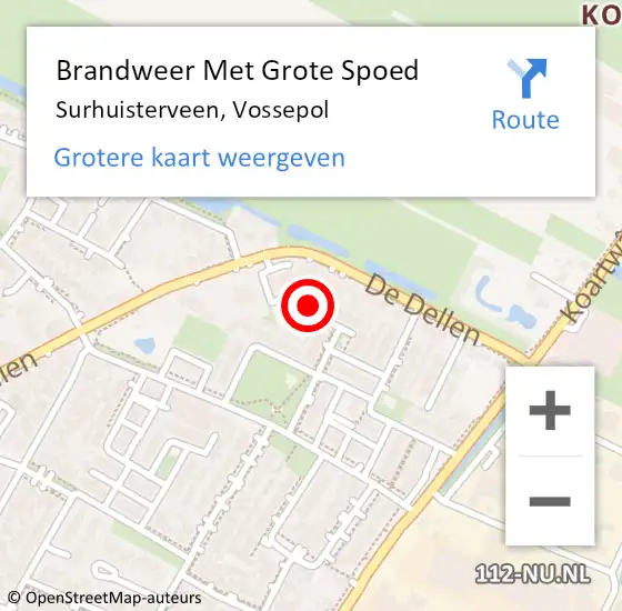 Locatie op kaart van de 112 melding: Brandweer Met Grote Spoed Naar Surhuisterveen, Vossepol op 14 december 2023 14:19