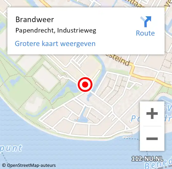 Locatie op kaart van de 112 melding: Brandweer Papendrecht, Industrieweg op 14 december 2023 15:07