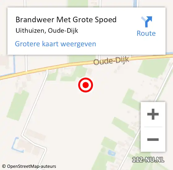 Locatie op kaart van de 112 melding: Brandweer Met Grote Spoed Naar Uithuizen, Oude-Dijk op 14 december 2023 15:09