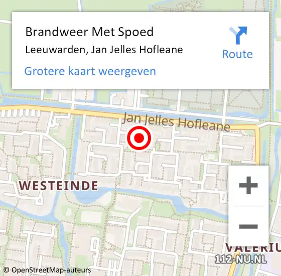 Locatie op kaart van de 112 melding: Brandweer Met Spoed Naar Leeuwarden, Jan Jelles Hofleane op 14 december 2023 15:10