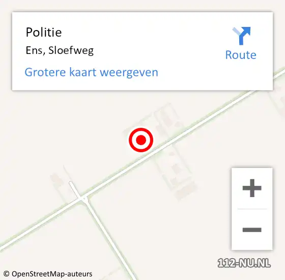 Locatie op kaart van de 112 melding: Politie Ens, Sloefweg op 14 december 2023 15:14
