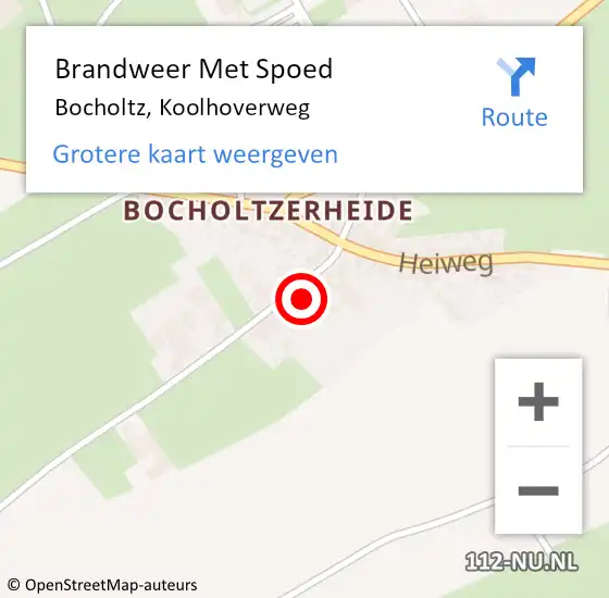 Locatie op kaart van de 112 melding: Brandweer Met Spoed Naar Bocholtz, Koolhoverweg op 14 december 2023 15:17