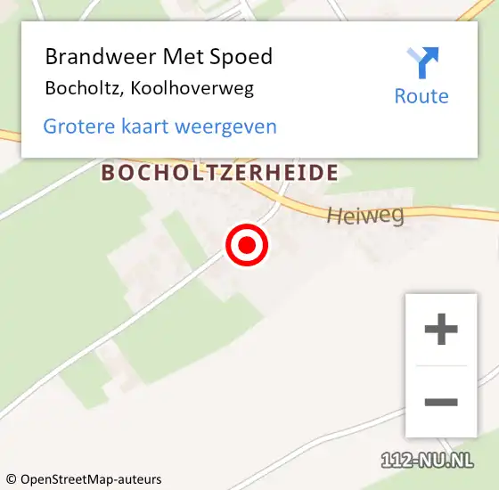 Locatie op kaart van de 112 melding: Brandweer Met Spoed Naar Bocholtz, Koolhoverweg op 14 december 2023 15:19