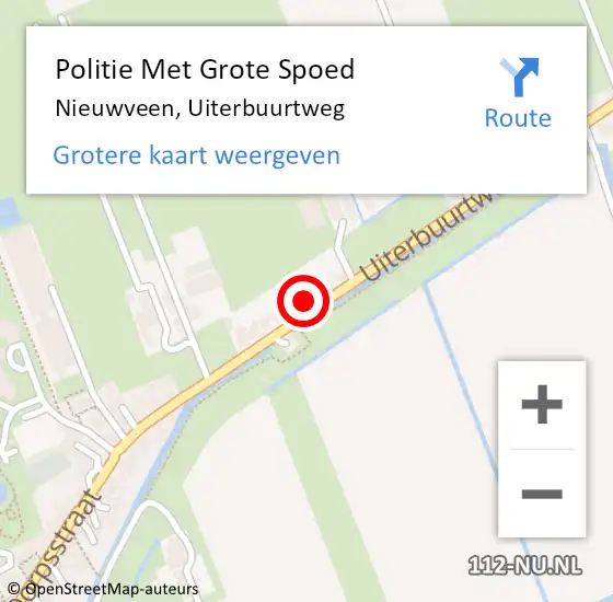 Locatie op kaart van de 112 melding: Politie Met Grote Spoed Naar Nieuwveen, Uiterbuurtweg op 14 december 2023 15:19