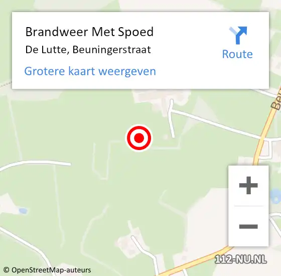 Locatie op kaart van de 112 melding: Brandweer Met Spoed Naar De Lutte, Beuningerstraat op 14 december 2023 15:22