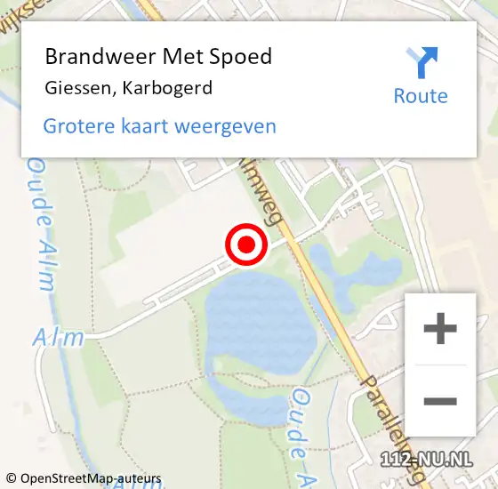 Locatie op kaart van de 112 melding: Brandweer Met Spoed Naar Giessen, Karbogerd op 14 december 2023 15:31