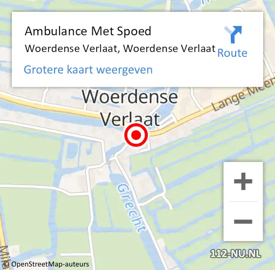 Locatie op kaart van de 112 melding: Ambulance Met Spoed Naar Woerdense Verlaat, Woerdense Verlaat op 14 december 2023 15:44