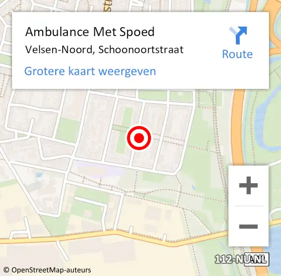 Locatie op kaart van de 112 melding: Ambulance Met Spoed Naar Velsen-Noord, Schoonoortstraat op 14 december 2023 15:49