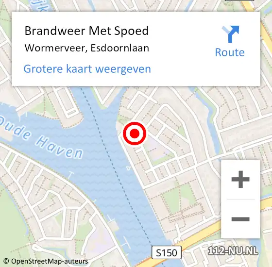 Locatie op kaart van de 112 melding: Brandweer Met Spoed Naar Wormerveer, Esdoornlaan op 14 december 2023 15:51