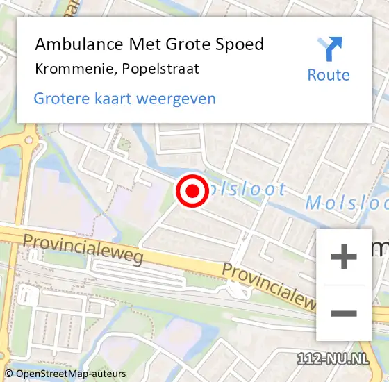 Locatie op kaart van de 112 melding: Ambulance Met Grote Spoed Naar Krommenie, Popelstraat op 14 december 2023 15:54