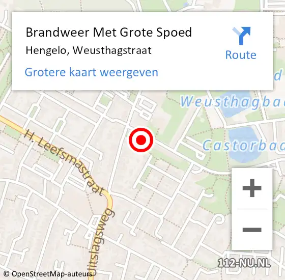 Locatie op kaart van de 112 melding: Brandweer Met Grote Spoed Naar Hengelo, Weusthagstraat op 14 december 2023 15:54