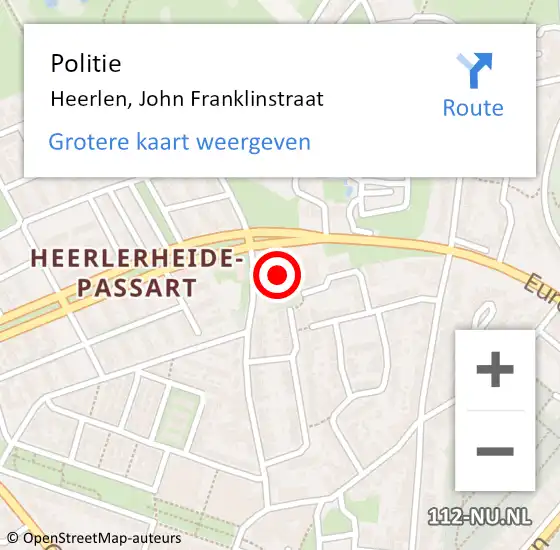 Locatie op kaart van de 112 melding: Politie Heerlen, John Franklinstraat op 14 december 2023 15:55
