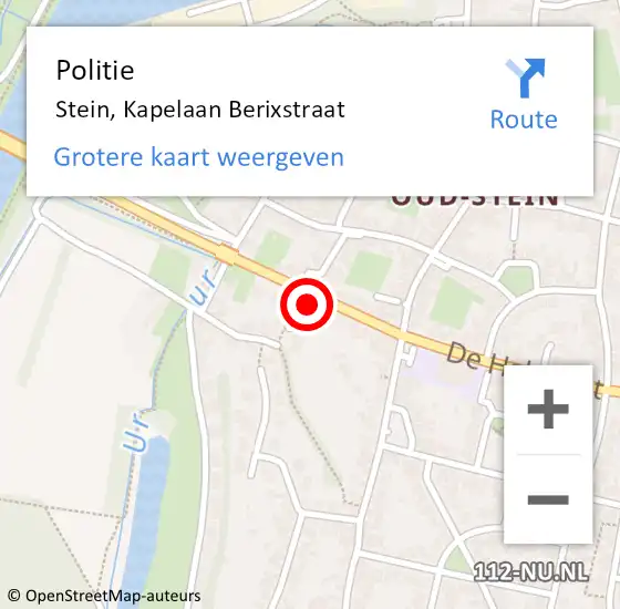 Locatie op kaart van de 112 melding: Politie Stein, Kapelaan Berixstraat op 14 december 2023 15:57