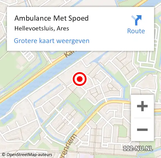 Locatie op kaart van de 112 melding: Ambulance Met Spoed Naar Hellevoetsluis, Ares op 14 december 2023 16:01