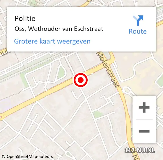 Locatie op kaart van de 112 melding: Politie Oss, Wethouder van Eschstraat op 14 december 2023 16:22