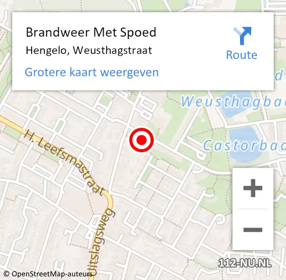 Locatie op kaart van de 112 melding: Brandweer Met Spoed Naar Hengelo, Weusthagstraat op 14 december 2023 16:32
