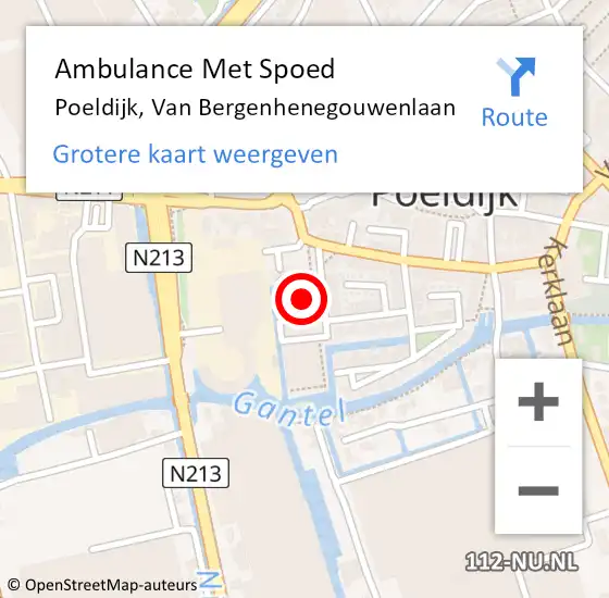Locatie op kaart van de 112 melding: Ambulance Met Spoed Naar Poeldijk, Van Bergenhenegouwenlaan op 14 december 2023 16:36