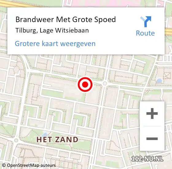 Locatie op kaart van de 112 melding: Brandweer Met Grote Spoed Naar Tilburg, Lage Witsiebaan op 14 december 2023 16:45