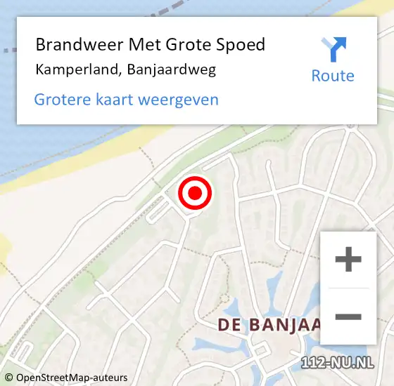 Locatie op kaart van de 112 melding: Brandweer Met Grote Spoed Naar Kamperland, Banjaardweg op 14 december 2023 16:45