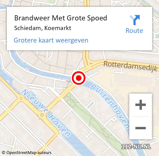 Locatie op kaart van de 112 melding: Brandweer Met Grote Spoed Naar Schiedam, Koemarkt op 14 december 2023 16:50